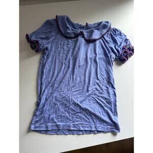 $30 Kate Quinn Organics Girls Peter Pan Collar Shirt - Purple - 6